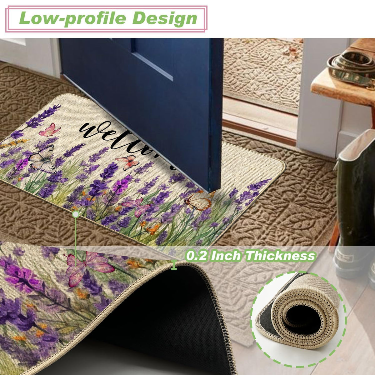 Baccessor seasonal entrance mat fits front doors, patios, and porches.