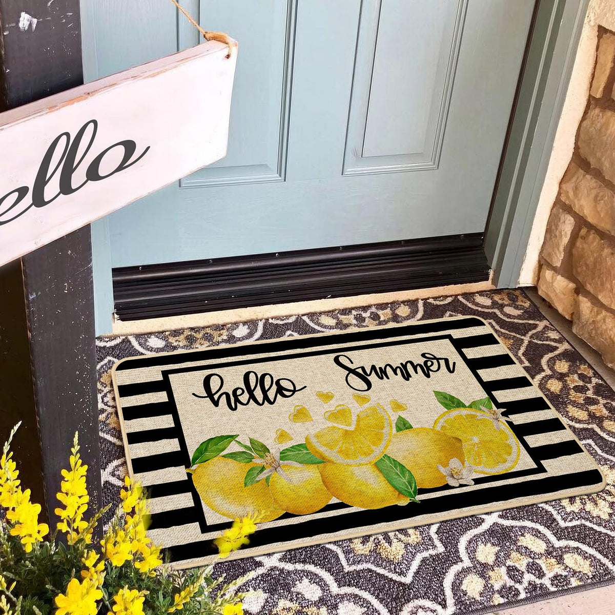 Baccessor Lemon door mat outdoor design suitable for entryways and seasonal décor.
