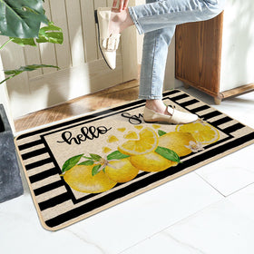 Baccessor Lemon fruit pattern mat adds cheerful curb appeal outdoors.