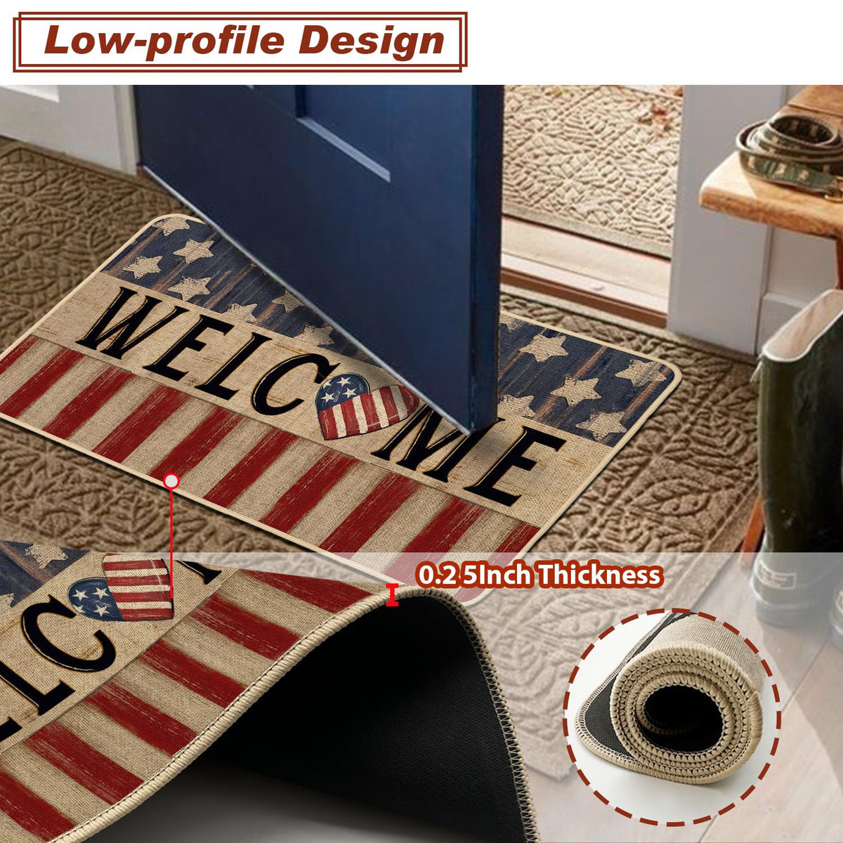 Baccessor Low-profile door mat keeps door clearance intact.
