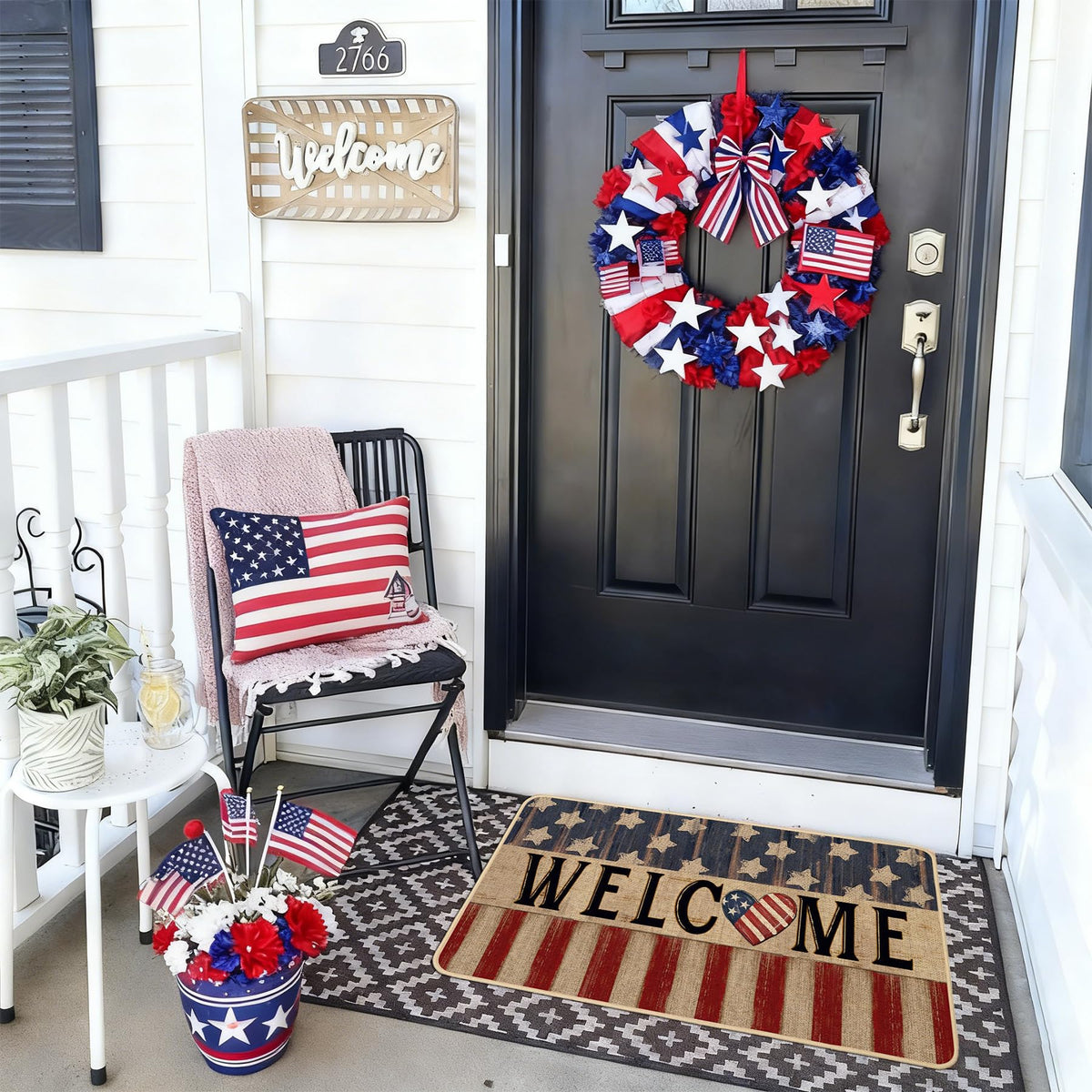Baccessor Memorial Day entryway mat withstands weather and daily traffic.