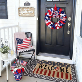 Baccessor Memorial Day entryway mat withstands weather and daily traffic.