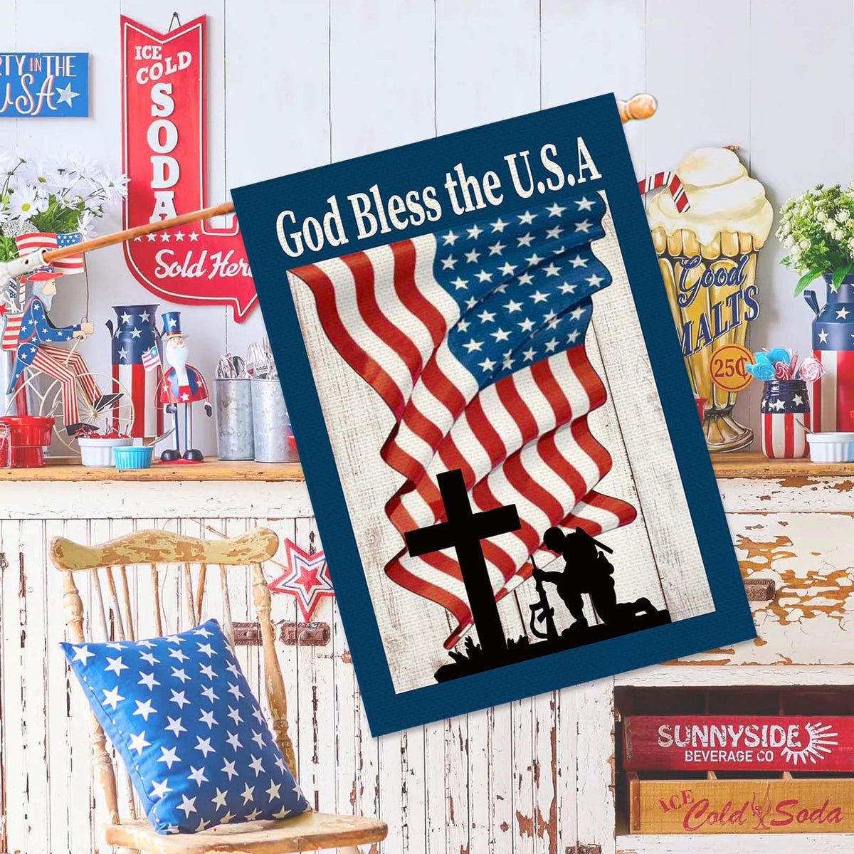 Baccessor Memorial Day flag large 28x40 for yard or porch display.