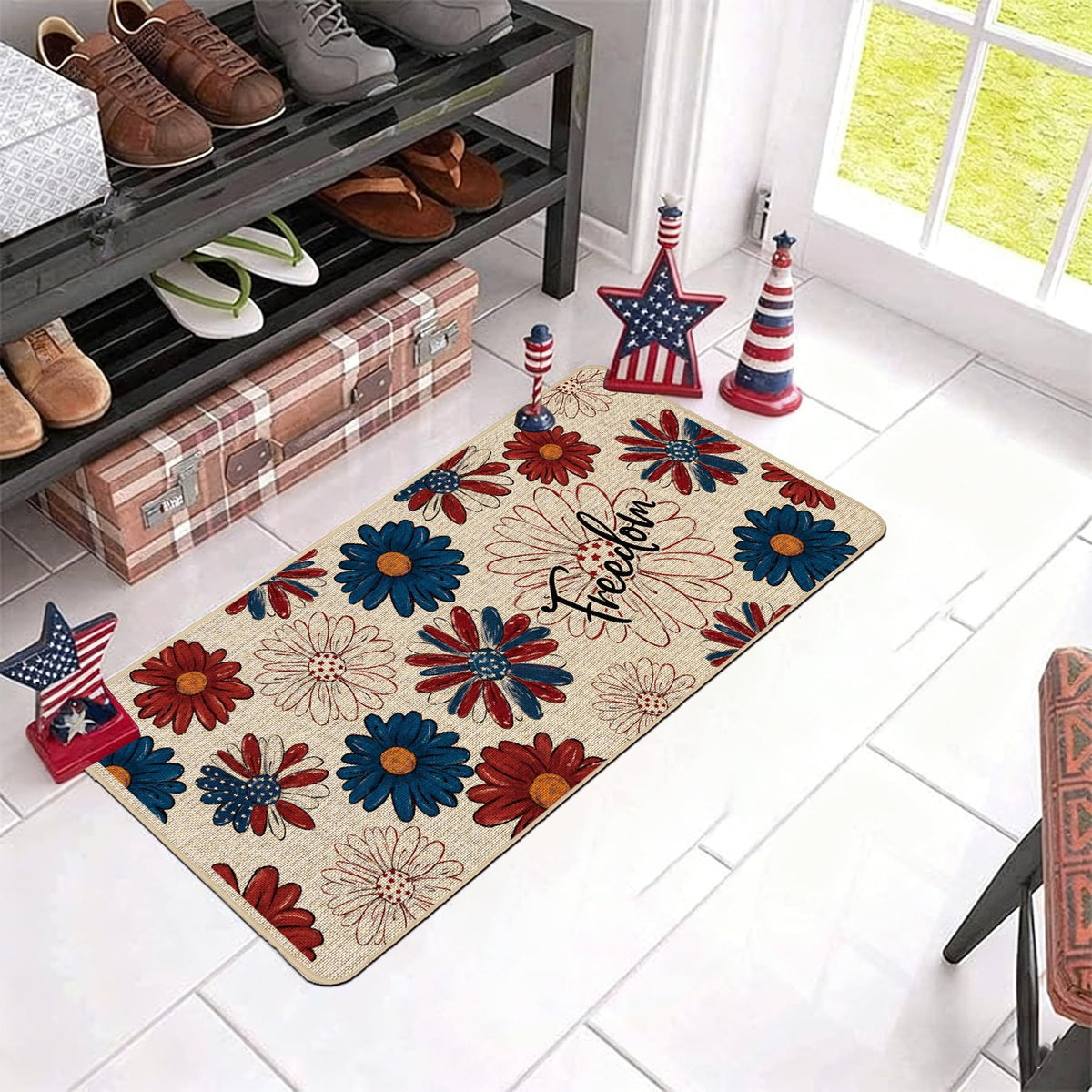 Baccessor burlap surface doormat with textured durability for porch.