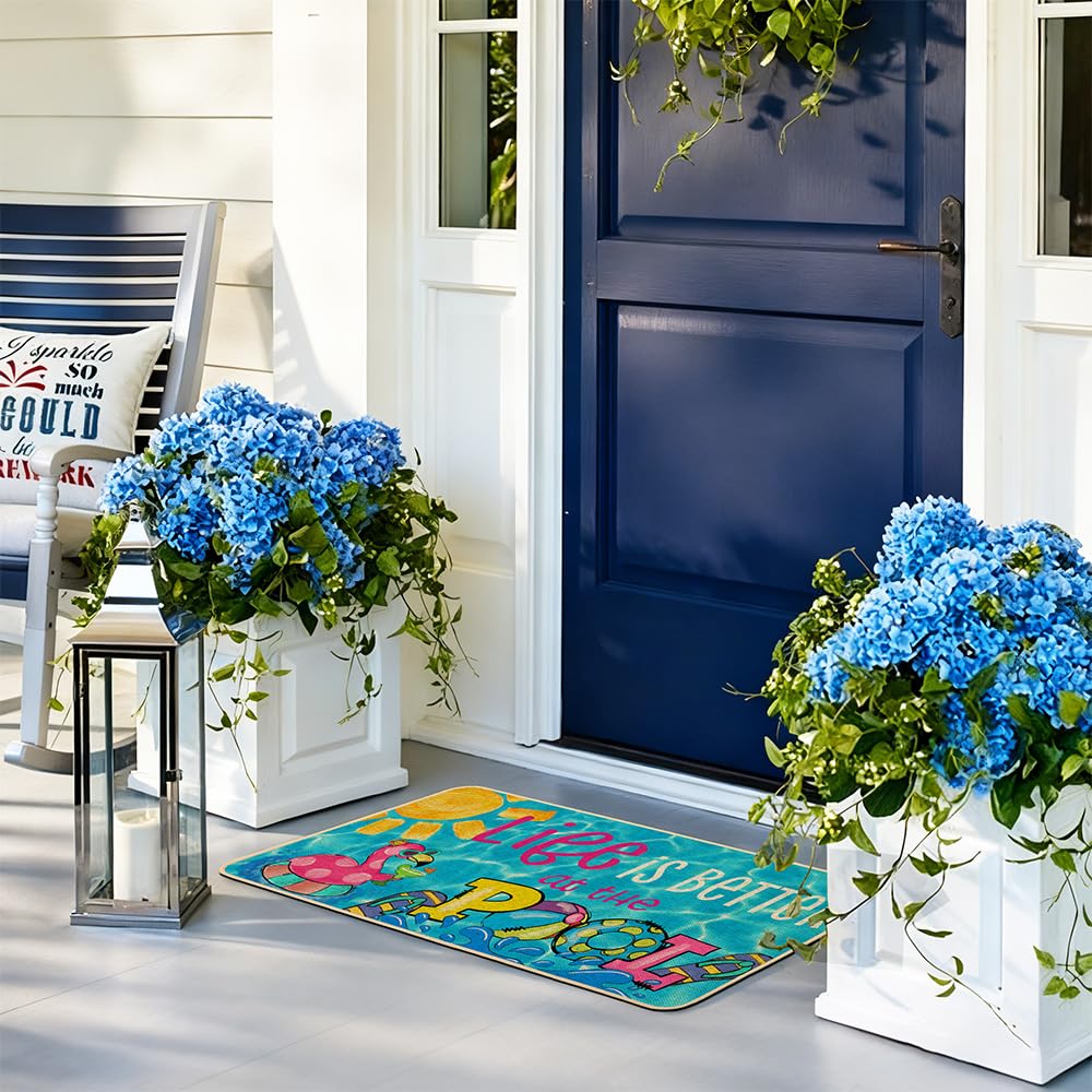 Patio area and entryway look inviting with this versatile doormat.