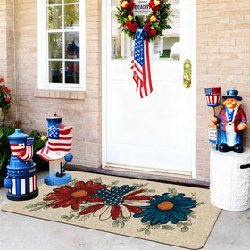 Baccessor Patriotic Daisy Eucalyptus Doormat dirt-trapping burlap keeps threshold clean