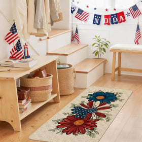 Baccessor Patriotic Daisy Eucalyptus Doormat entryway scene adds holiday charm