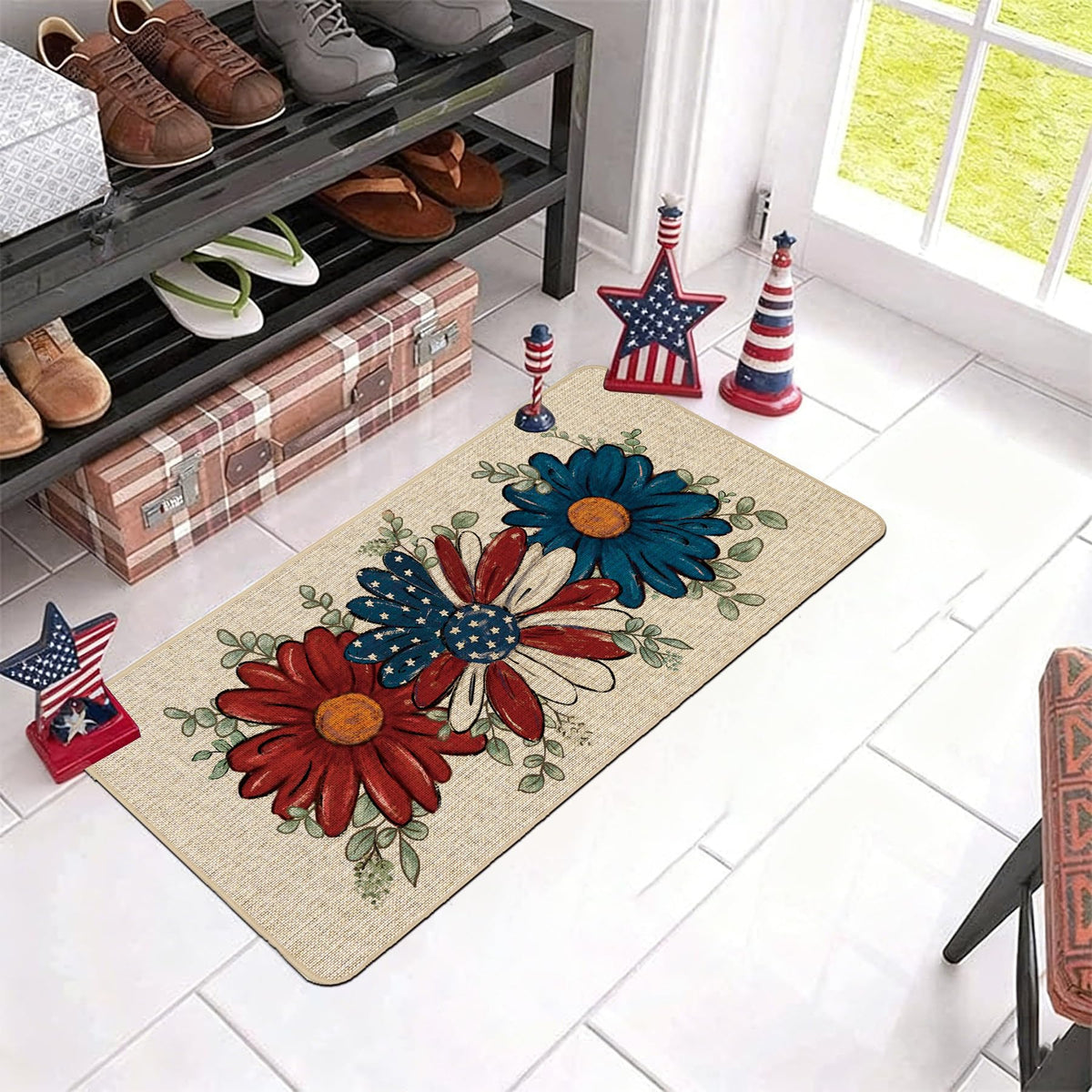 Baccessor Patriotic Daisy Eucalyptus Doormat rain-proof back prevents slipping in wet weather