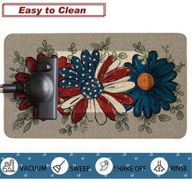 Baccessor Patriotic Daisy Eucalyptus Doormat washable and easy to clean after gatherings