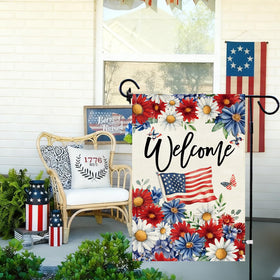Baccessor patriotic daisy garden flag top-sleeve design for standard flag poles.