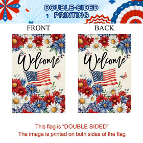 Baccessor Patriotic Daisy House Flag 28x40 memorial and holiday decor for outdoor spaces.