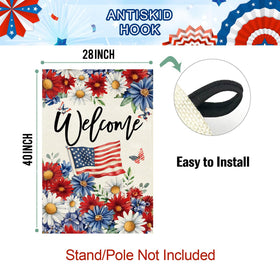 Baccessor Patriotic Daisy House Flag 28x40 large porch display for visibility.