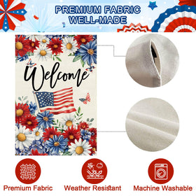Baccessor Patriotic Daisy House Flag 28x40 weatherproof stitching withstands wind and rain.