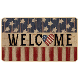 Baccessor Patriotic Doormat with star welcome design traps dirt at entry.