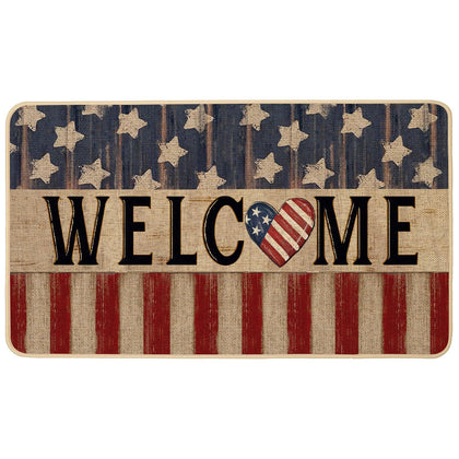 Baccessor Patriotic Doormat with star welcome design traps dirt at entry.