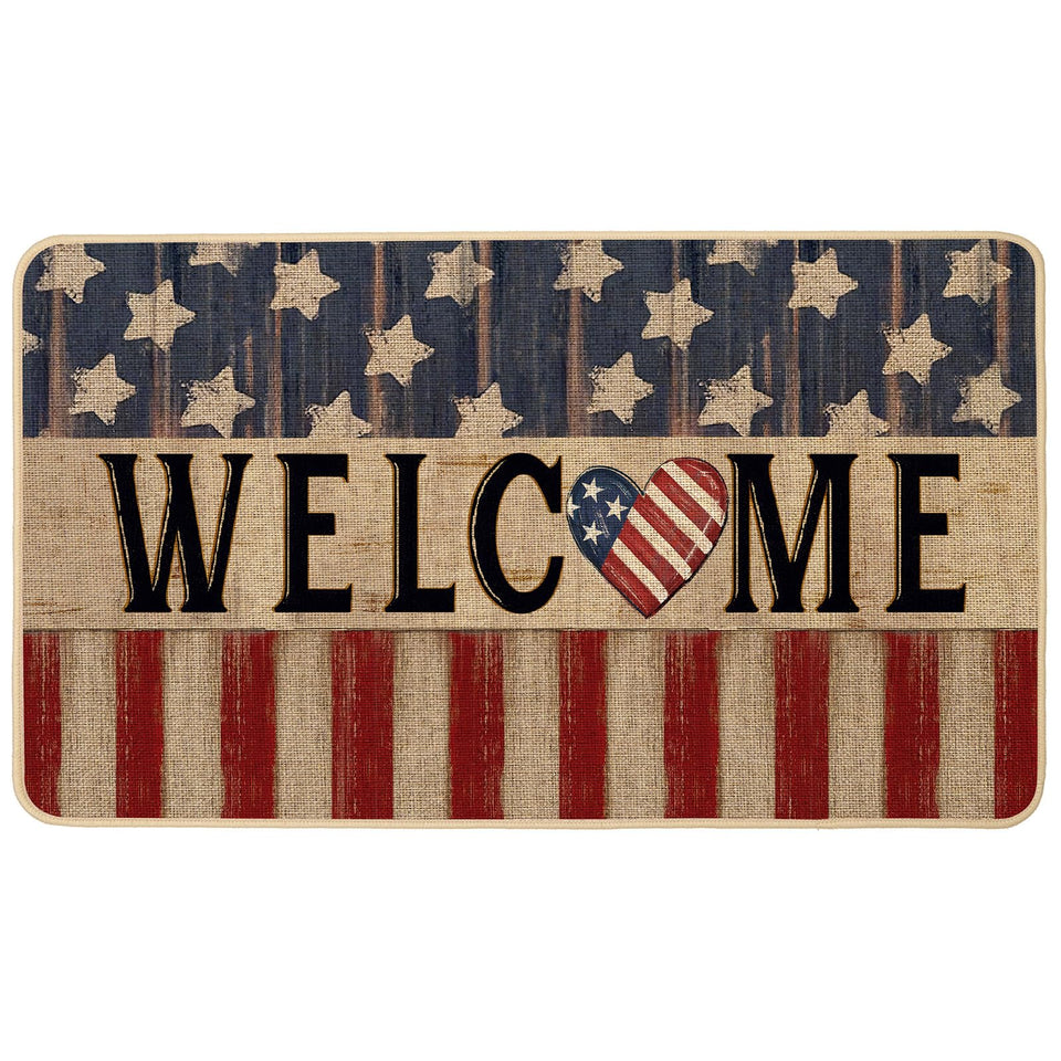 Baccessor Patriotic Doormat with star welcome design traps dirt at entry.
