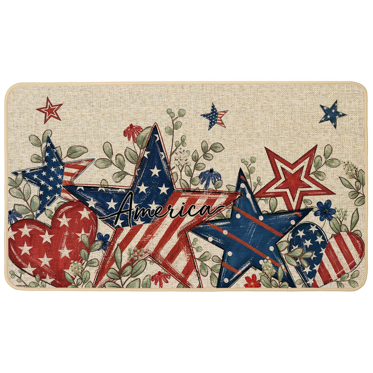 Baccessor patriotic doormat with stars for front entrance; welcoming decor and dirt control.