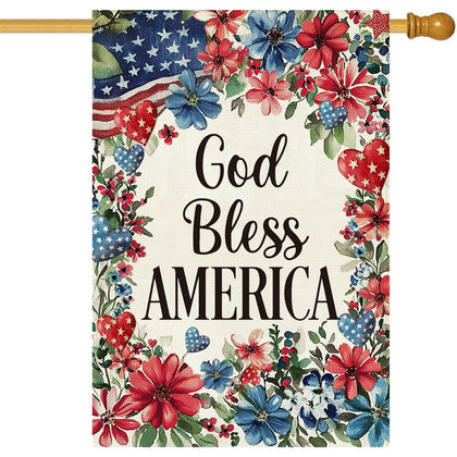 Baccessor patriotic flag 28x40, double-sided burlap, ideal for outdoor welcomes.