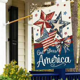 Baccessor Patriotic flag garden display showcases durable burlap material