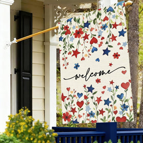 Baccessor flag on porch welcomes guests and neighbors