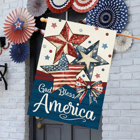 Baccessor Patriotic flag on porch entry, welcoming guests