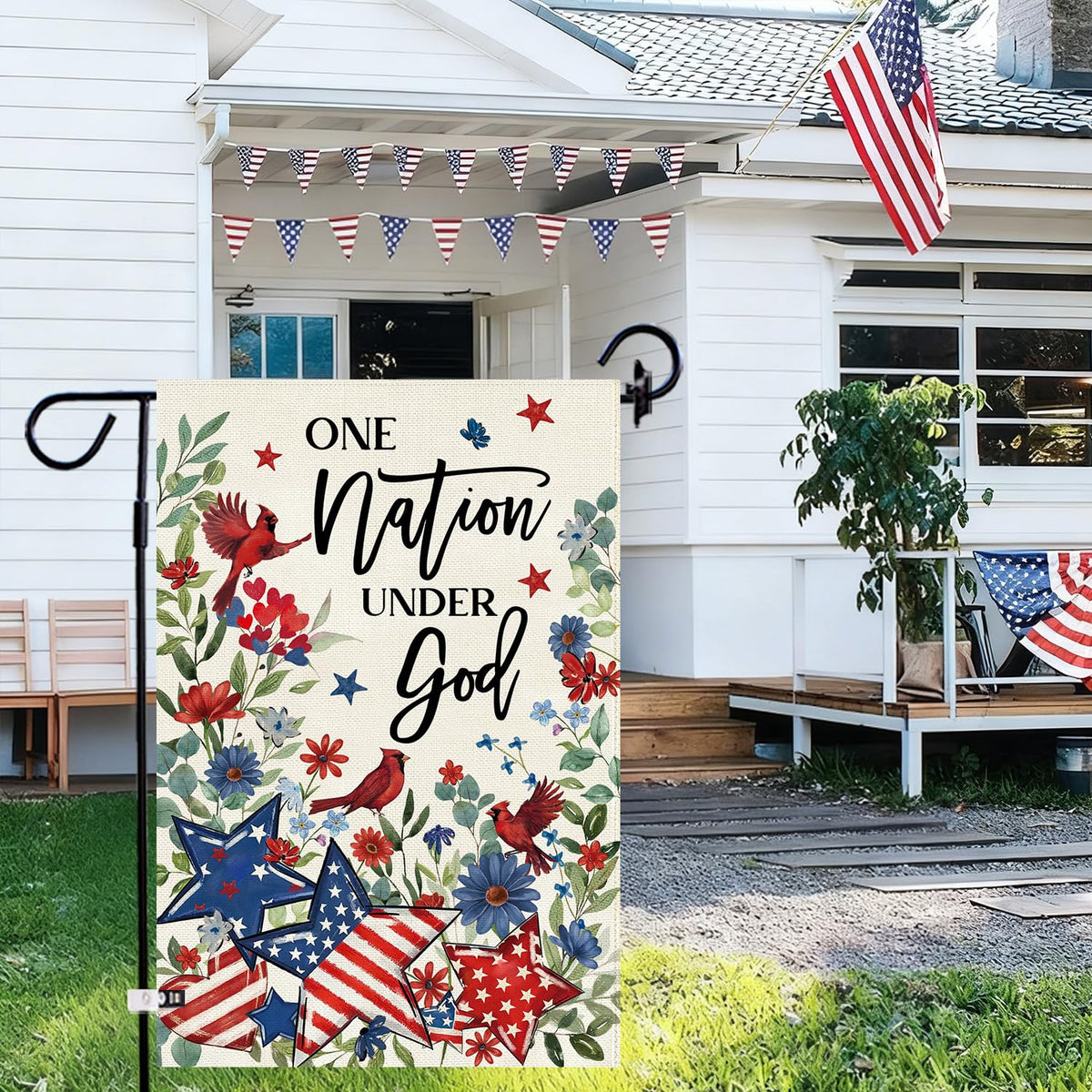 Baccessor patriotic flag with clips and stopper included for easy setup