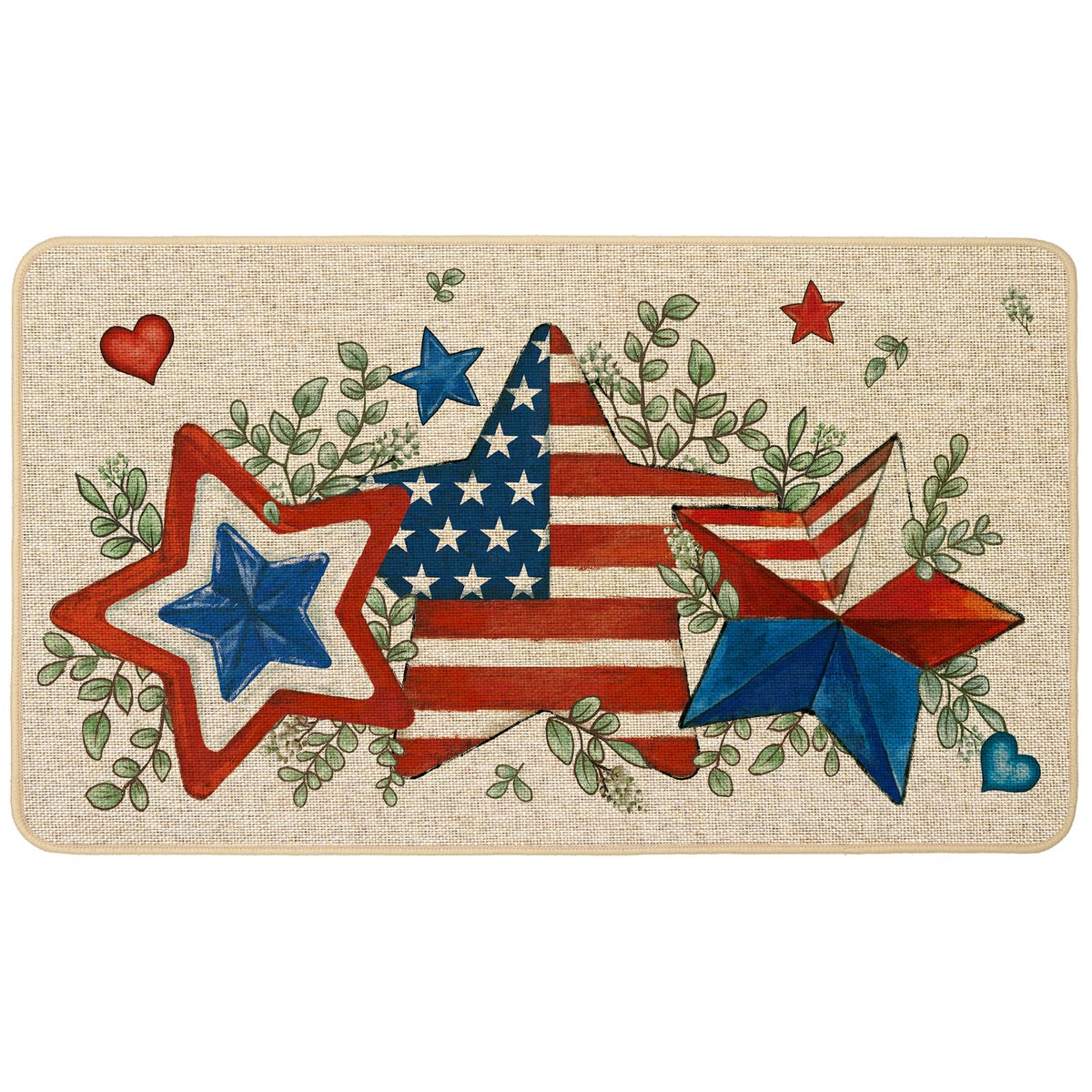 Baccessor Patriotic Stars Stripes Doormat front door with low-profile design for easy clearance