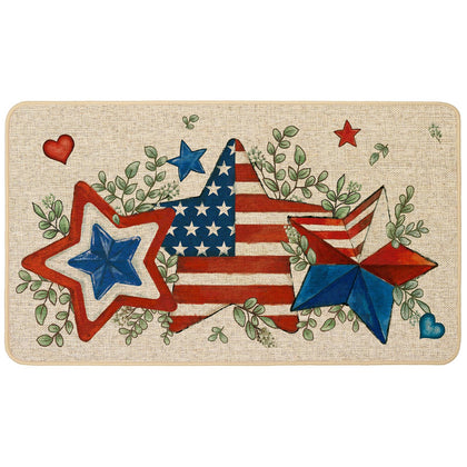 Baccessor Patriotic Stars Stripes Doormat front door with low-profile design for easy clearance