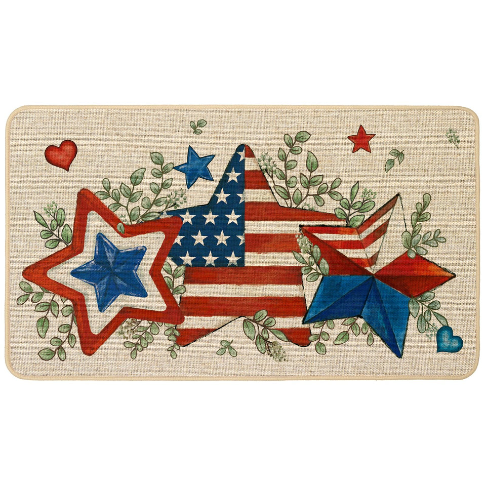 Baccessor Patriotic Stars Stripes Doormat front door with low-profile design for easy clearance