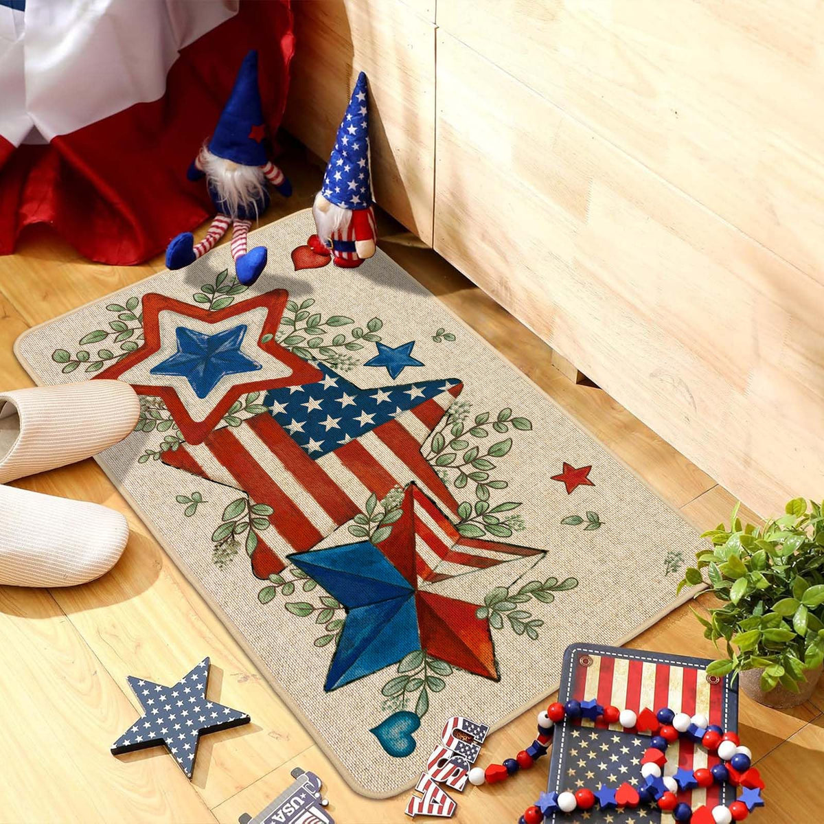 Baccessor Patriotic Stars Stripes Doormat indoor entryway styling
