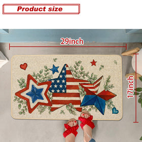 Baccessor Patriotic Stars Stripes Doormat non-slip backing shown on floor