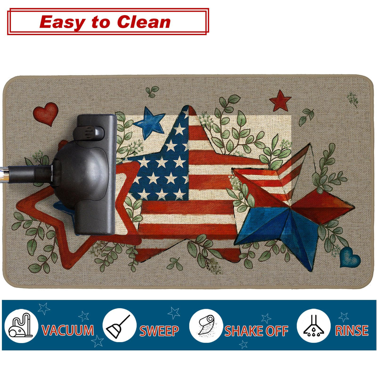 Baccessor Patriotic Stars Stripes Doormat weatherproofing for all weather use
