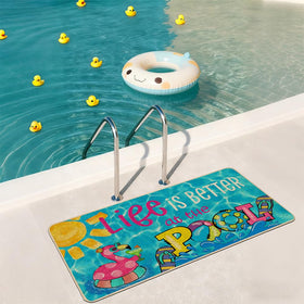 Baccessor poolside doormat adds tropical flair to outdoor patios and porches.