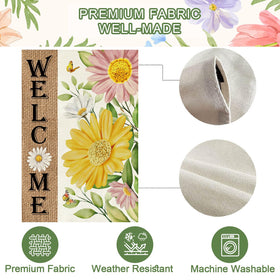 Baccessor Porch garden welcome flag mounted on entry area, 28x40 size