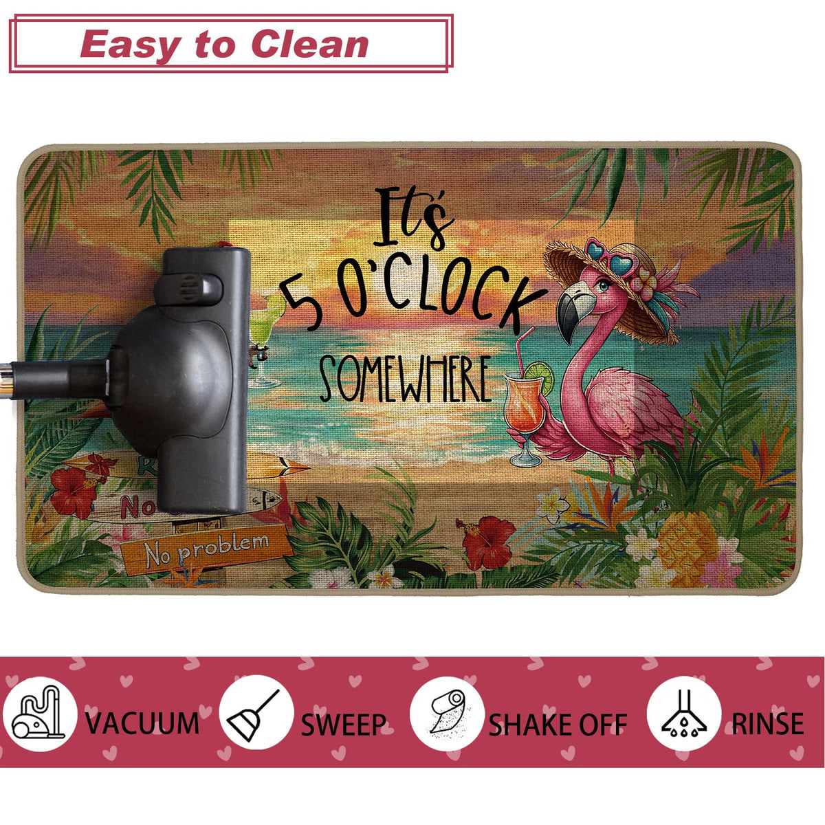 Baccessor flamingo-parrot mat offers welcoming touch for indoor or outdoor spaces.