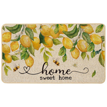 Baccessor Spring Doormat Lemon Bee welcomes guests at the entryway with sunny color.