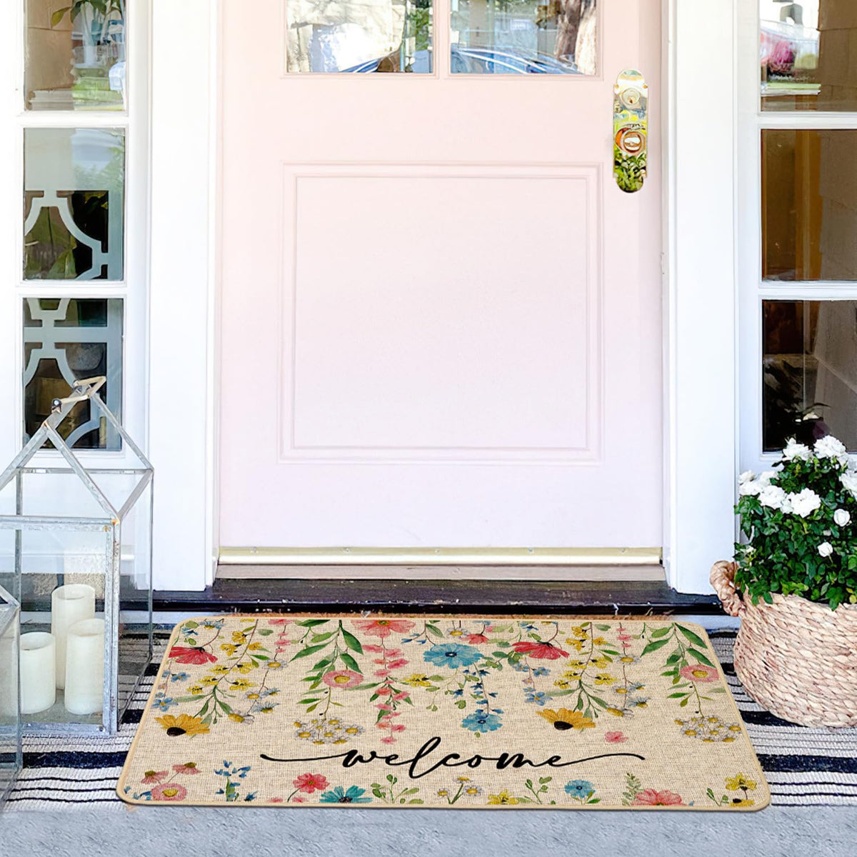 Baccessor Spring Floral Doormat 17x29 inch adds farmhouse style and curb appeal