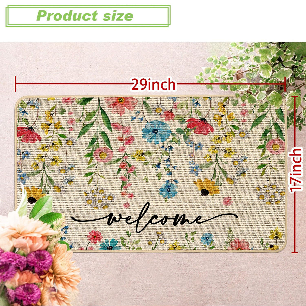 Baccessor Spring Floral Doormat traps dirt and moisture to keep floors cleaner