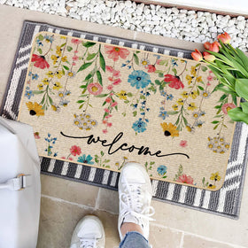 Baccessor Spring Floral Doormat versatile for outdoor and indoor use on various surfaces