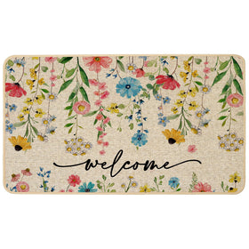 Baccessor Spring Floral Welcome Doormat with rubber backing prevents slipping at entry