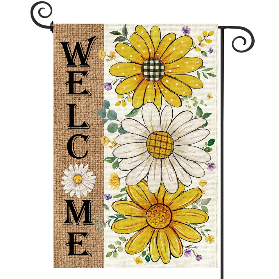 Baccessor Spring Garden Flag with yellow daisy boosts yard curb appeal