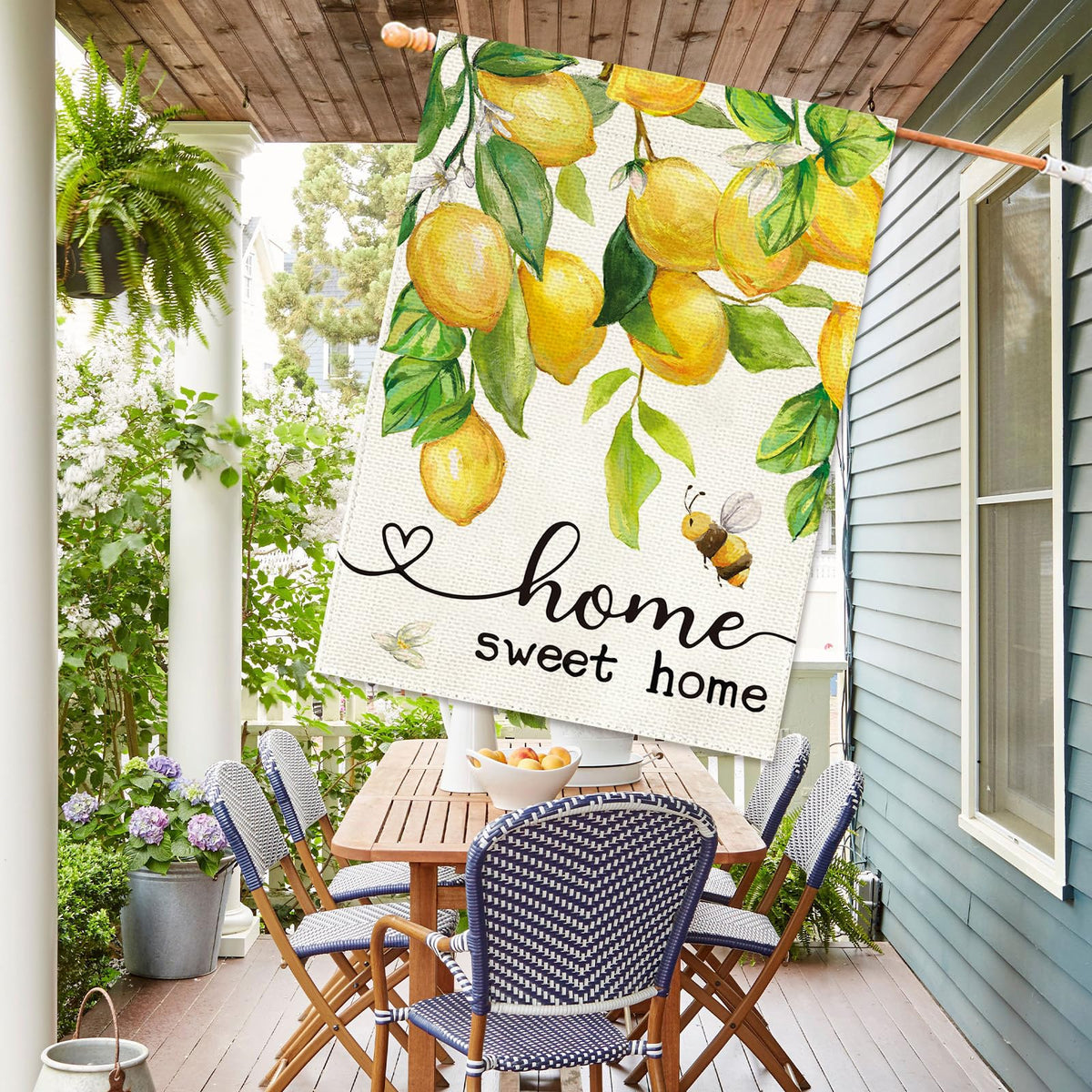 Baccessor flag double-sided print stays vivid from both garden angles.