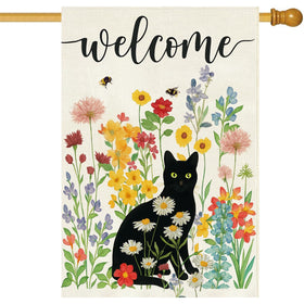 Baccessor Spring Summer black cat flag, double-sided burlap, vibrant welcome from any angle.