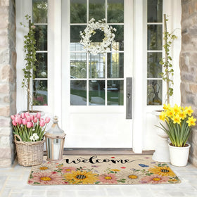 Baccessor floral door mat low profile designed for smooth door operation