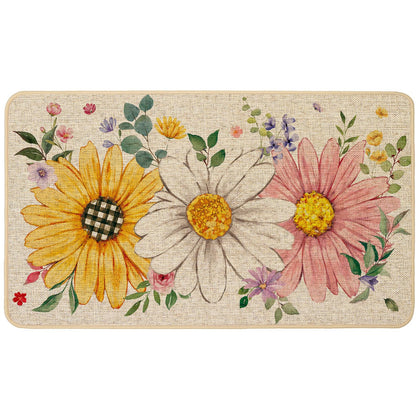 Baccessor spring-summer floral doormat outdoors with sunflowers, dirt-trapping and welcoming entrance