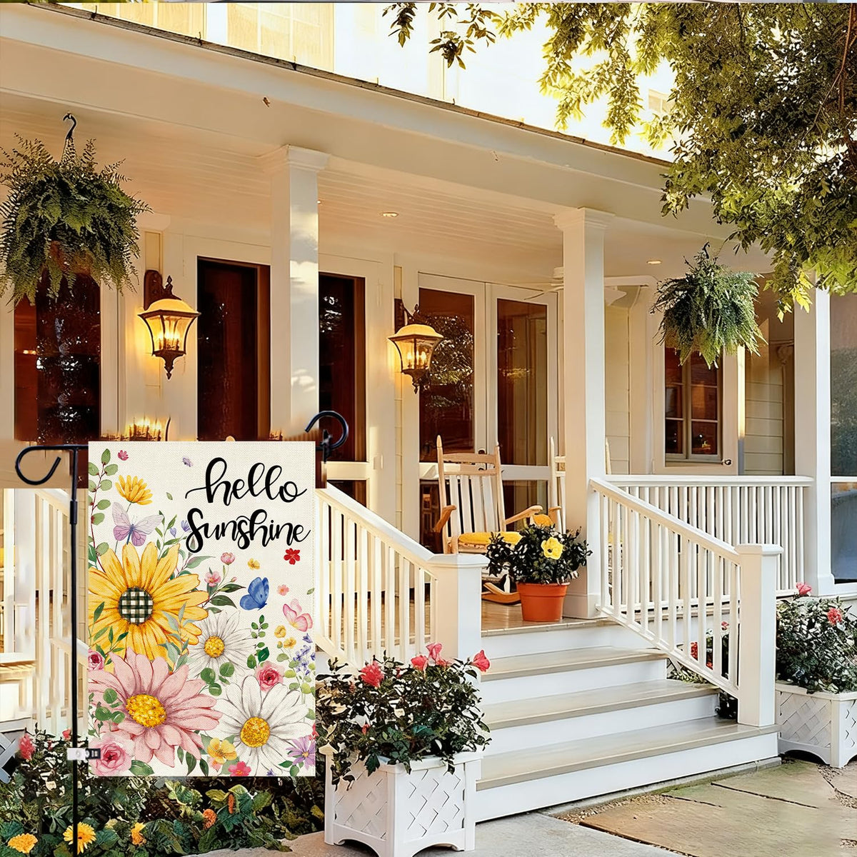 Baccessor spring summer floral garden flag double-sided burlap for year-round curb appeal.