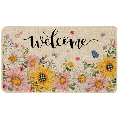 Baccessor daisy front doormat with spring floral pattern for welcoming guests outdoors