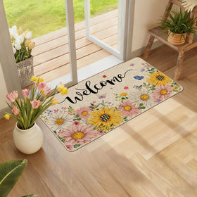 Baccessor entryway doormat in bloom pattern enhances porch appeal