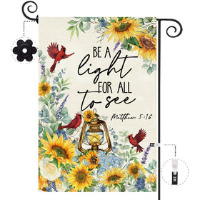 Baccessor garden flag with sunflowers and cardinal motif for welcoming curb appeal.