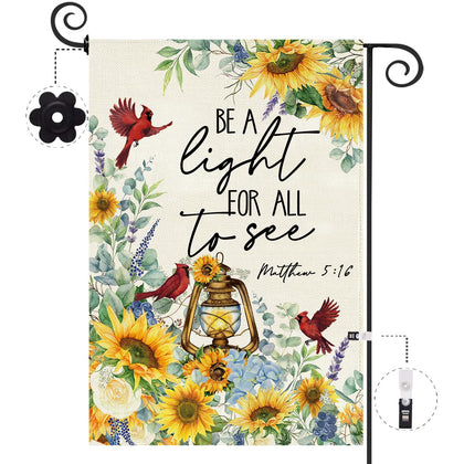 Baccessor garden flag with sunflowers and cardinal motif for welcoming curb appeal.
